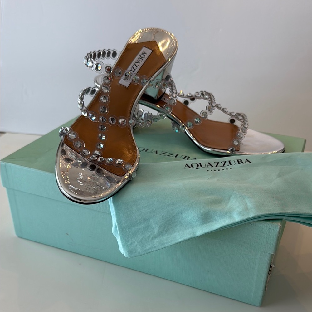 NWT Aquazzura Silver Women's Sandals - Picture 6 of 6